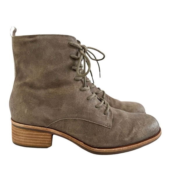 Kork-Ease Catalina Combat Stacked Heel Leather Lace-Up Side Zip Booties Size 10M - Picture 2 of 16